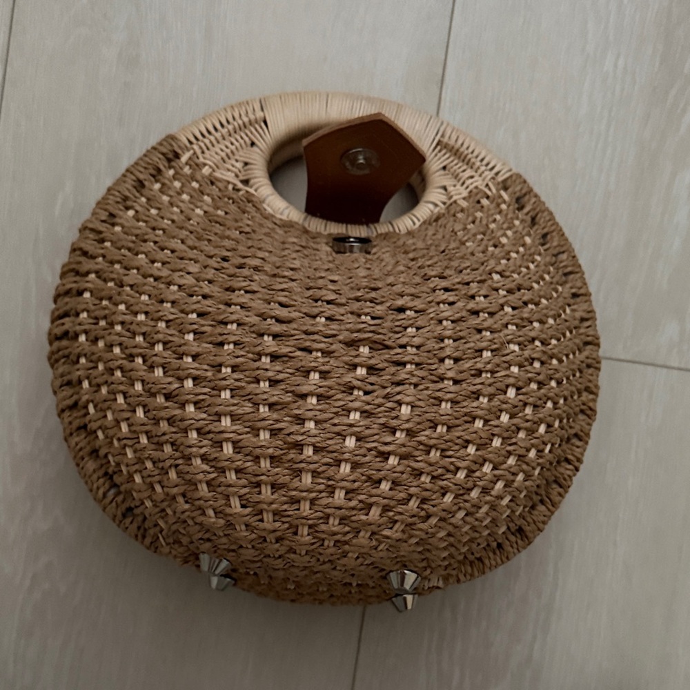 Rattan Brown Round Woven Mini Bag - Picture 4 of 11